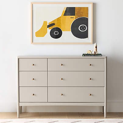 Hampshire 50" Cozy Grey Wood 6-Drawer Kids Dresser