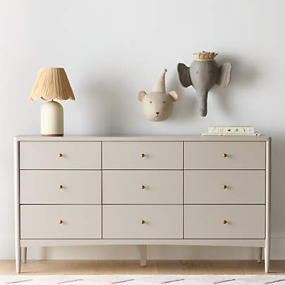 Hampshire 64" Cozy Grey Extra Wide 9-Drawer Kids Dresser