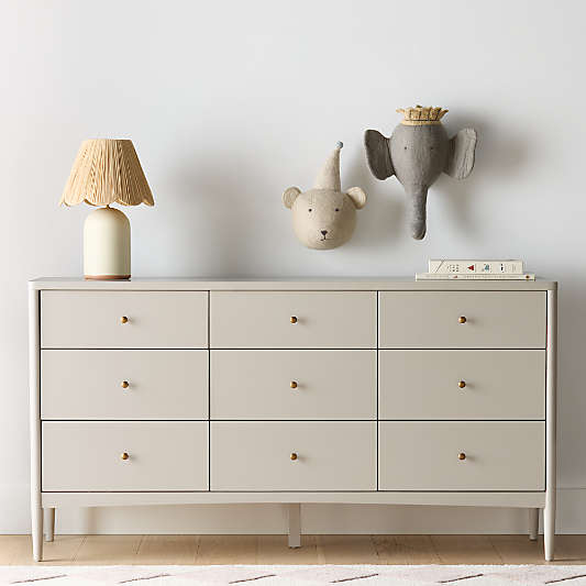 Hampshire 64" Cozy Grey Extra Wide 9-Drawer Kids Dresser