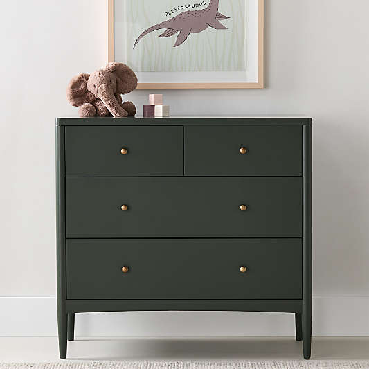 Hampshire 36" Olive Green Wood 4-Drawer Kids Dresser