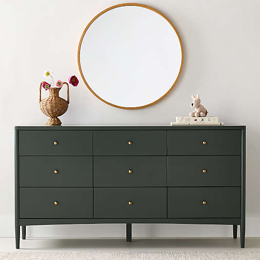 Hampshire 64" Olive Green Extra Wide 9-Drawer Kids Dresser