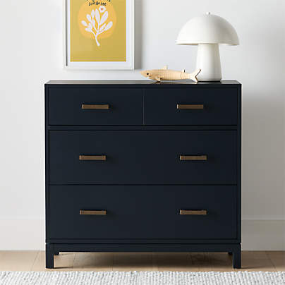 Parke 36" Navy Blue Wood 4-Drawer Kids Dresser