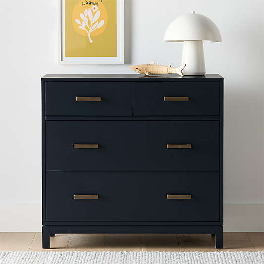 Parke 36" Navy Blue Wood 4-Drawer Kids Dresser