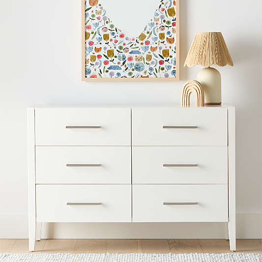 Ever Simple 48" White Wood 6-Drawer Kids Dresser