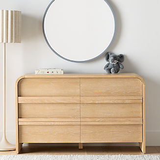 Mira Natural Oak Wood Wide 6-Drawer Kids Dresser