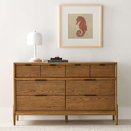 Bodie 54" Flax Brown Wood Wide 8-Drawer Kids Dresser