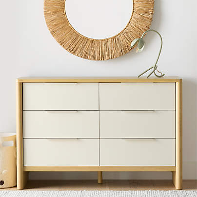 Redondo 51" Two-Tone Wood Wide 6-Drawer Kids Dresser