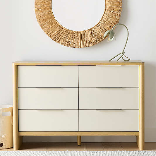 Redondo 51" Two-Tone Wood Wide 6-Drawer Kids Dresser