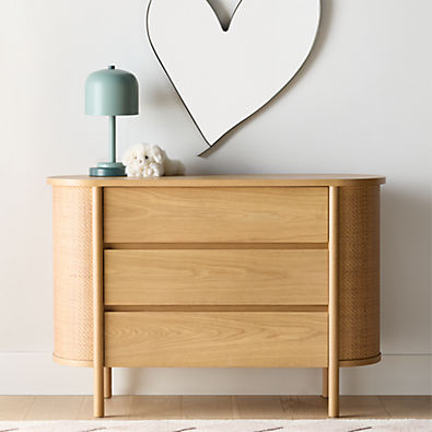 View Canyon 50" Natural Wood Narrow 3-Drawer Kids Dresser by Leanne Ford details