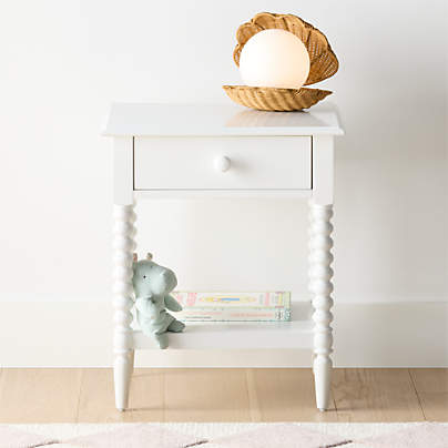 Jenny Lind White Wood Spindle Kids Nightstand with Drawer