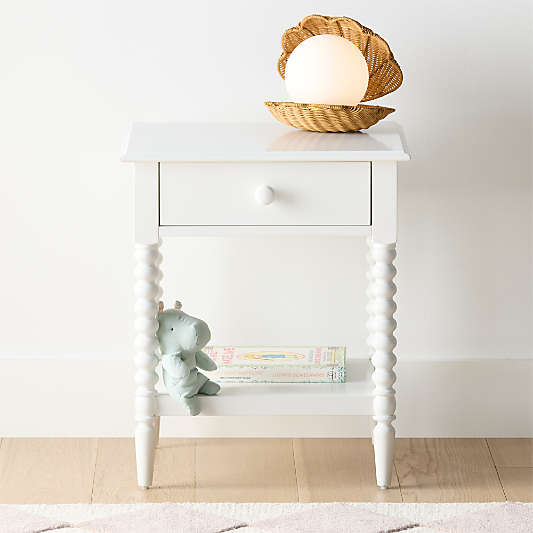 Jenny Lind 21" White Wood Spindle Kids Nightstand with Drawer