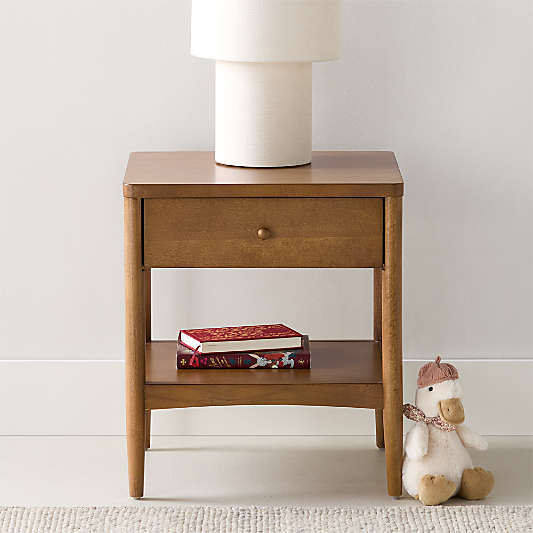 Hampshire 20" Natural Brown Wood Kids Nightstand with Drawer