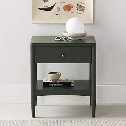 Hampshire Olive Green Wood Kids Nightstand with Drawer