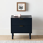 Classic Deep Navy Blue Wood 2-Drawer Kids Nightstand