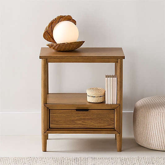 Bodie Flax Brown Medium Wood Kids Nightstand with Drawer