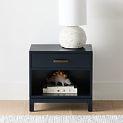 Parke Navy Blue Wood Kids Nightstand with Drawer