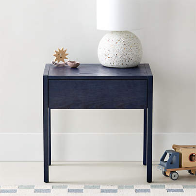 Nova Indigo Dyed Ash Wood Kids Nightstand with Drawer
