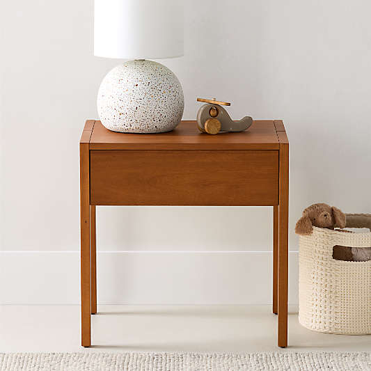 Nova Natural Acacia Wood Kids Nightstand with Drawer