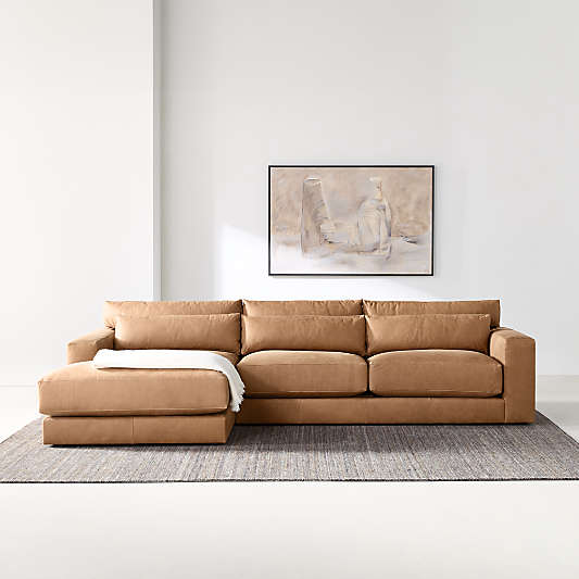 Retreat 2-Piece Leather Sectional Sofa with Chaise Lounge