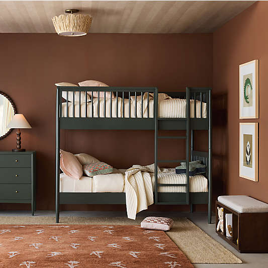 Hampshire Olive Green Wood Kids Twin Bunk Bed