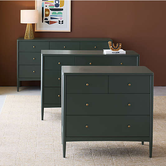 Hampshire 64" Olive Green Extra Wide 9-Drawer Kids Dresser