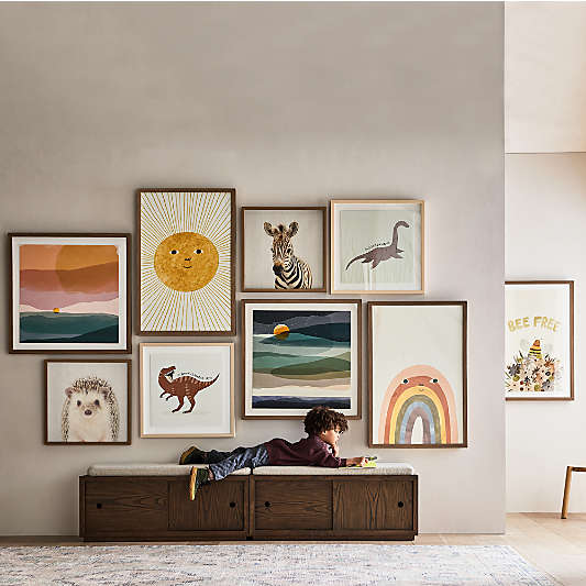 Cade 40" Deep Brown Wood 2-Cube Sliding Door Bench with Natural Cushion