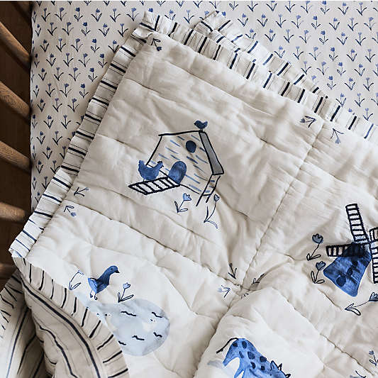 Painted Pasture 100% Organic Cotton Voile Baby Crib Quilt