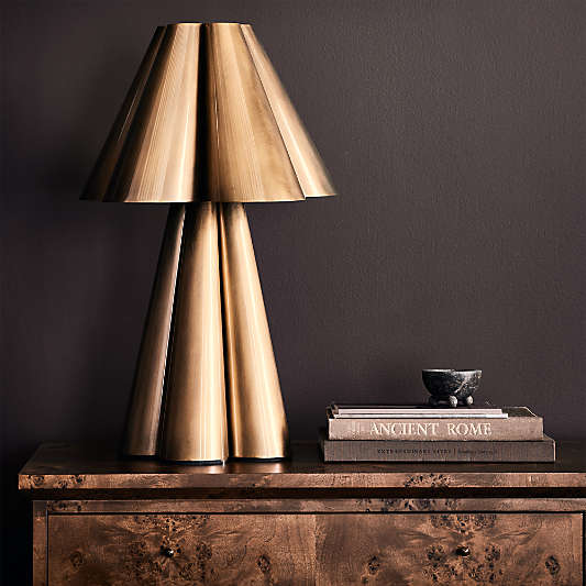 Amorata Brass Table Lamp with Brass Shade 29"