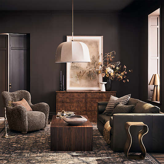 Allegra Rattan and Linen Dome Pendant Light by Jake Arnold 26"