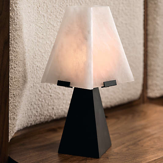 Idealist Metal Mini Table Lamp with Alabaster Shade 15"