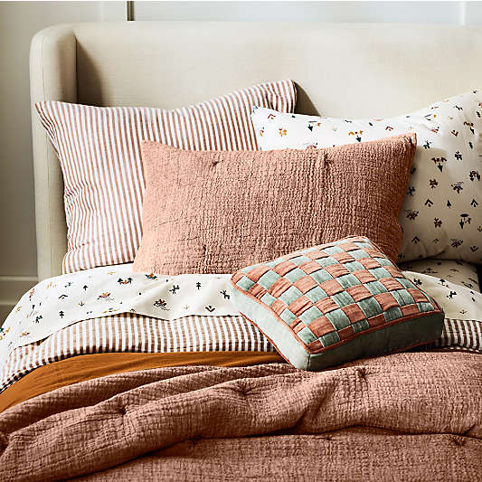 Supersoft Brulee Brown Striped Organic Cotton Gauze Kids Pillow Sham
