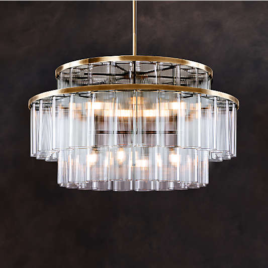 Aurora Brass & Glass Chandelier Light 31.5"