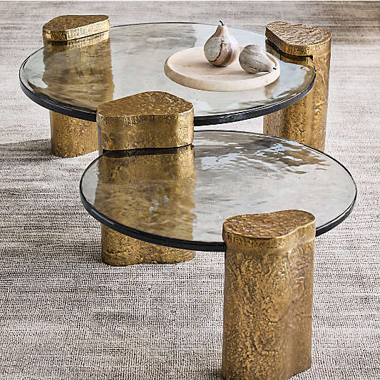 Alchemy Burnished Brass and Cast Glass 65" Tiered Round Coffee Table