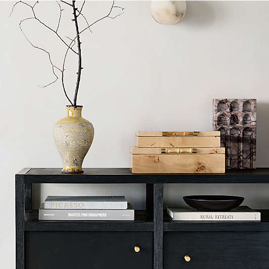 Volos Burl Wood Lidded Decorative Storage Boxes