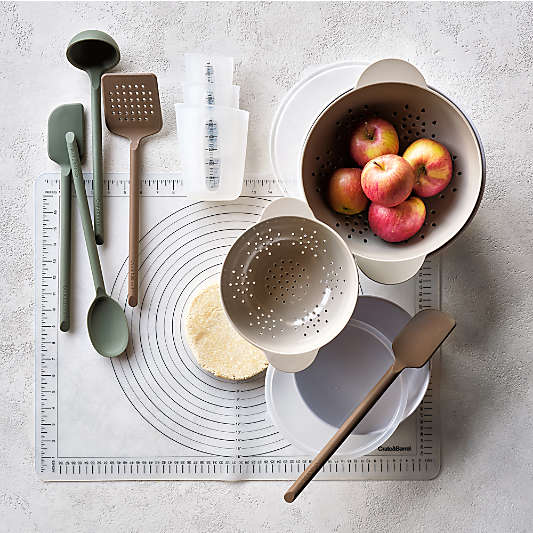 Crate & Barrel Mushroom Brown Silicone Utensils
