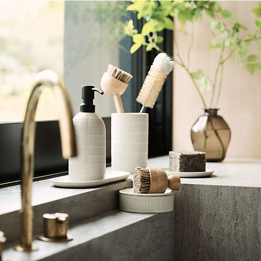 Clean by Crate Ivory Ceramic Soap Dispenser with Black Pump