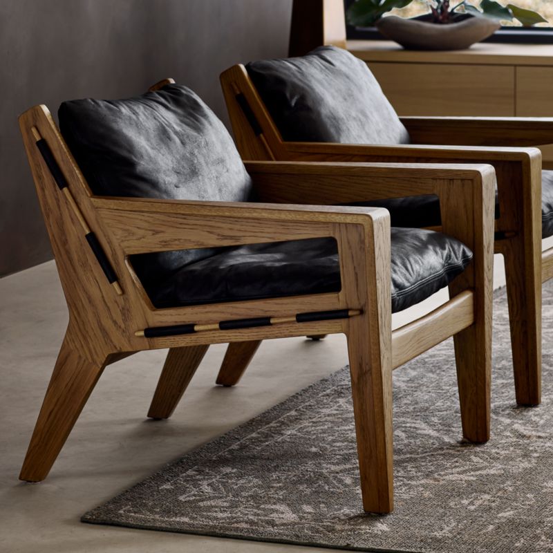 Trava Wood and Leather Accent Chair - image 3 of 10