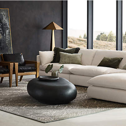 Pebble Charcoal Concrete Oval Indoor/Outdoor Coffee Table by Leanne Ford (39"-59")