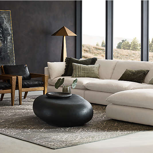 Pebble Charcoal Concrete Oval Indoor/Outdoor Coffee Table by Leanne Ford (39"-59")