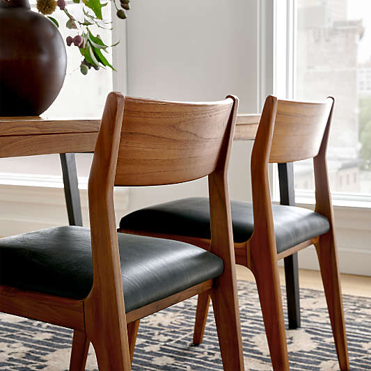 Lakin Teak Leather Dining Side Chair