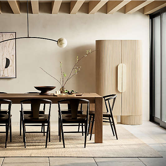 Terra Warm Brown Oak Solid Wood Dining Table (65"-90")