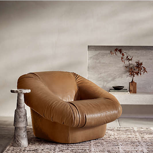 Topanga Leather Swivel Accent Chair