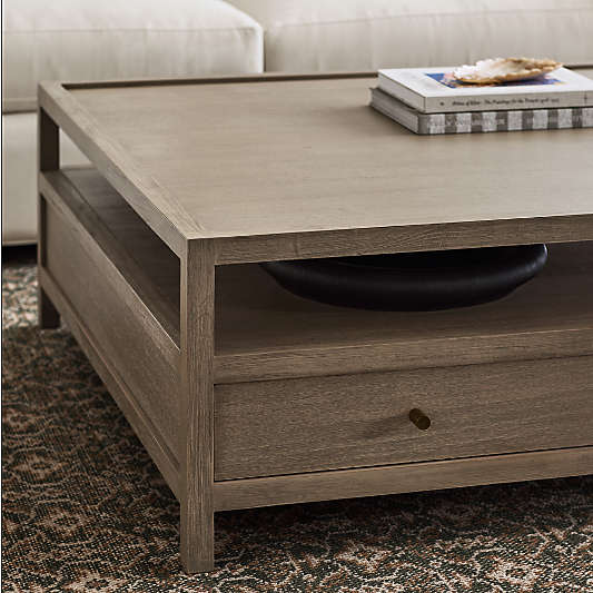 Keane Weathered Natural Wood Storage Coffee Table (45"-54")