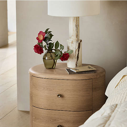 Anneli 24" Natural Oak Wood Charging Nightstand