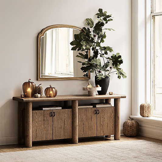 Breckenridge 78" Weathered Rustic Oak Wood Credenza