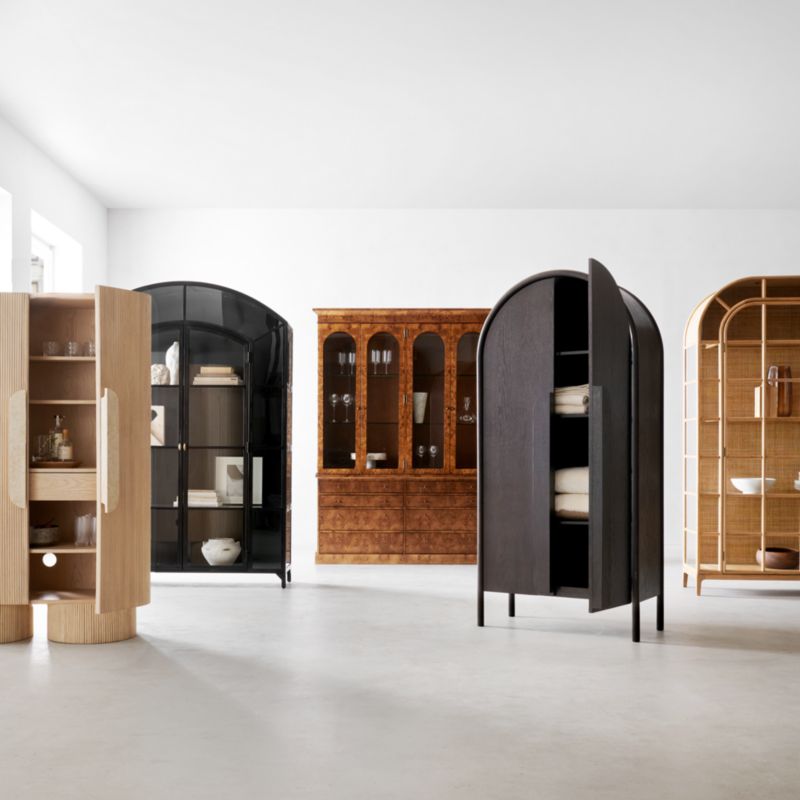 Atrium 58" Natural White Oak and Glass Lighted Storage Display Cabinet - image 9 of 15