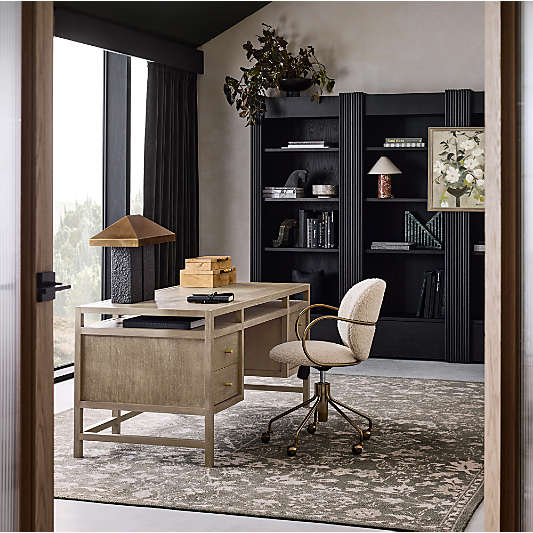 Keane 65" Weathered Natural Wood Desk with Outlets