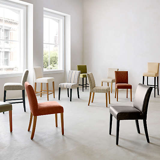 Lowe Ivory Upholstered Stools with Natural Wood Legs