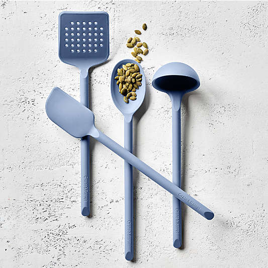 Crate & Barrel Slate Blue Silicone Utensils