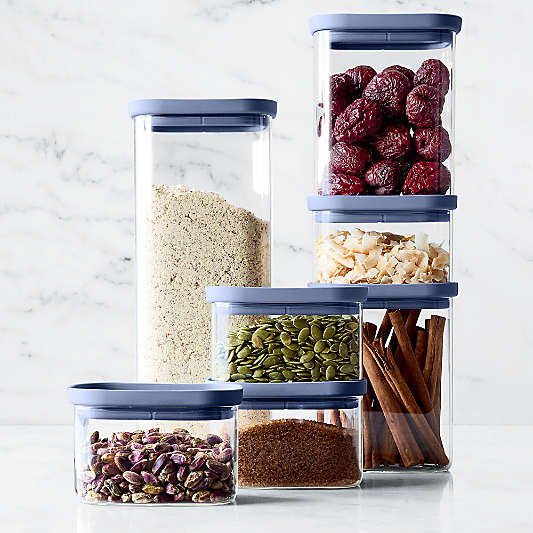 Crate & Barrel 14-Piece Glass Pantry Storage with Silicone Lids